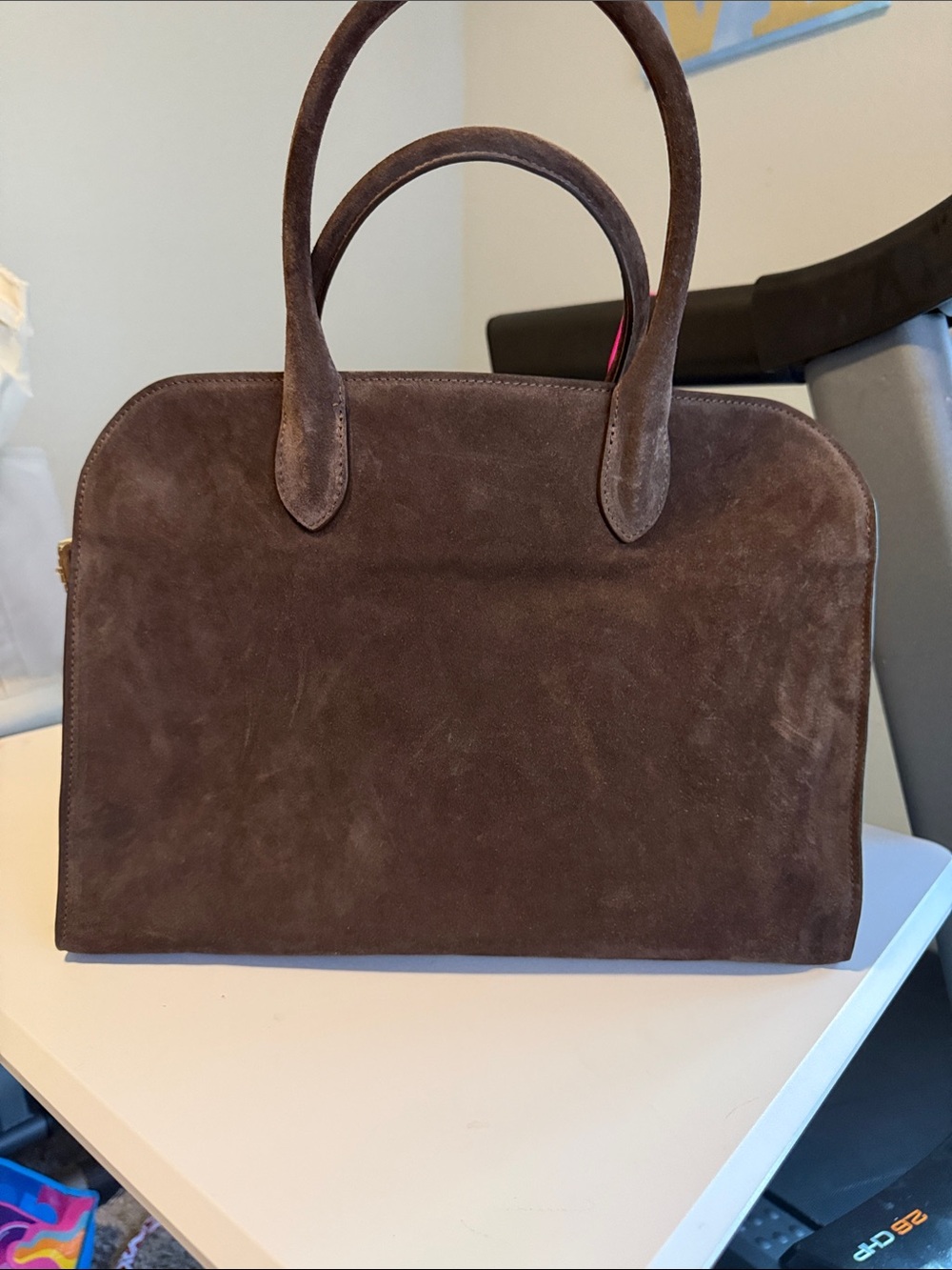 Classic Brown Suede Satchel Handbag